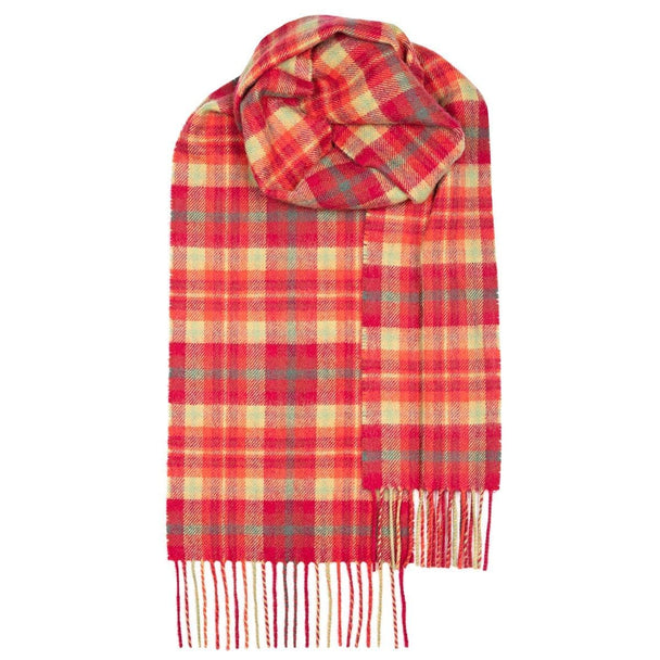 Highland Rose Tartan Pure Lambswool Unisex Scarf - Made in Scotland