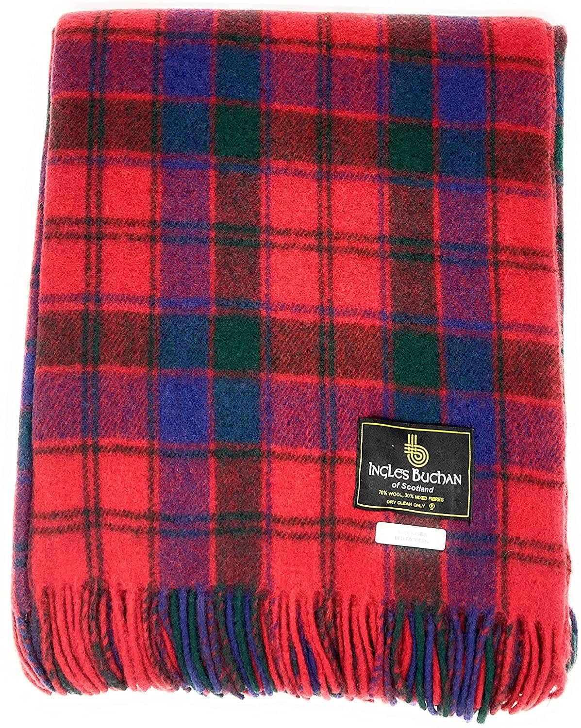Ingles Buchan of Scotland Robertson Red Tartan Wool Travel Rug/Blanket