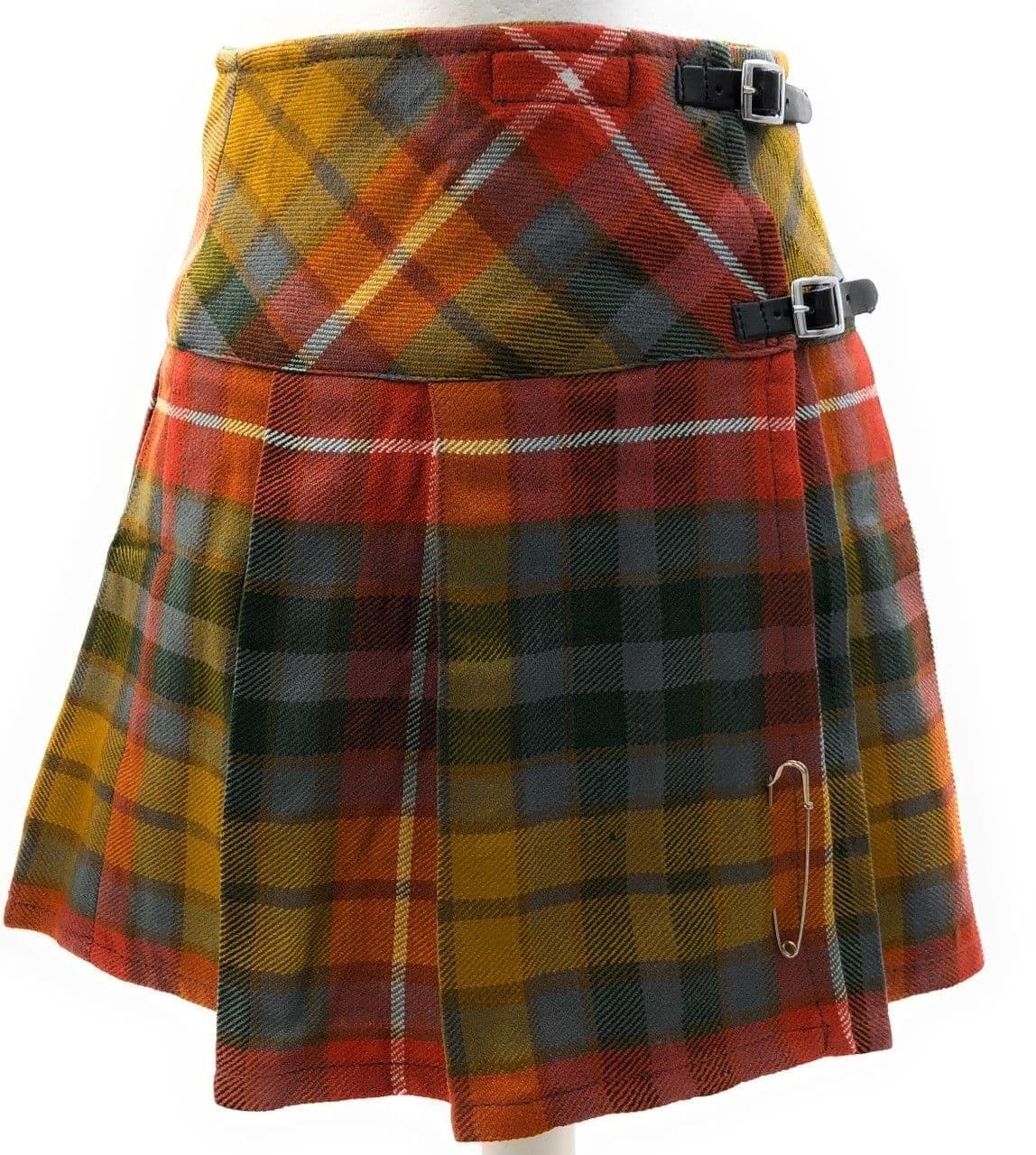 Ladies Acrylic Wool Classic Buchanan Ancient Tartan Broad Waistband Mini Kilt