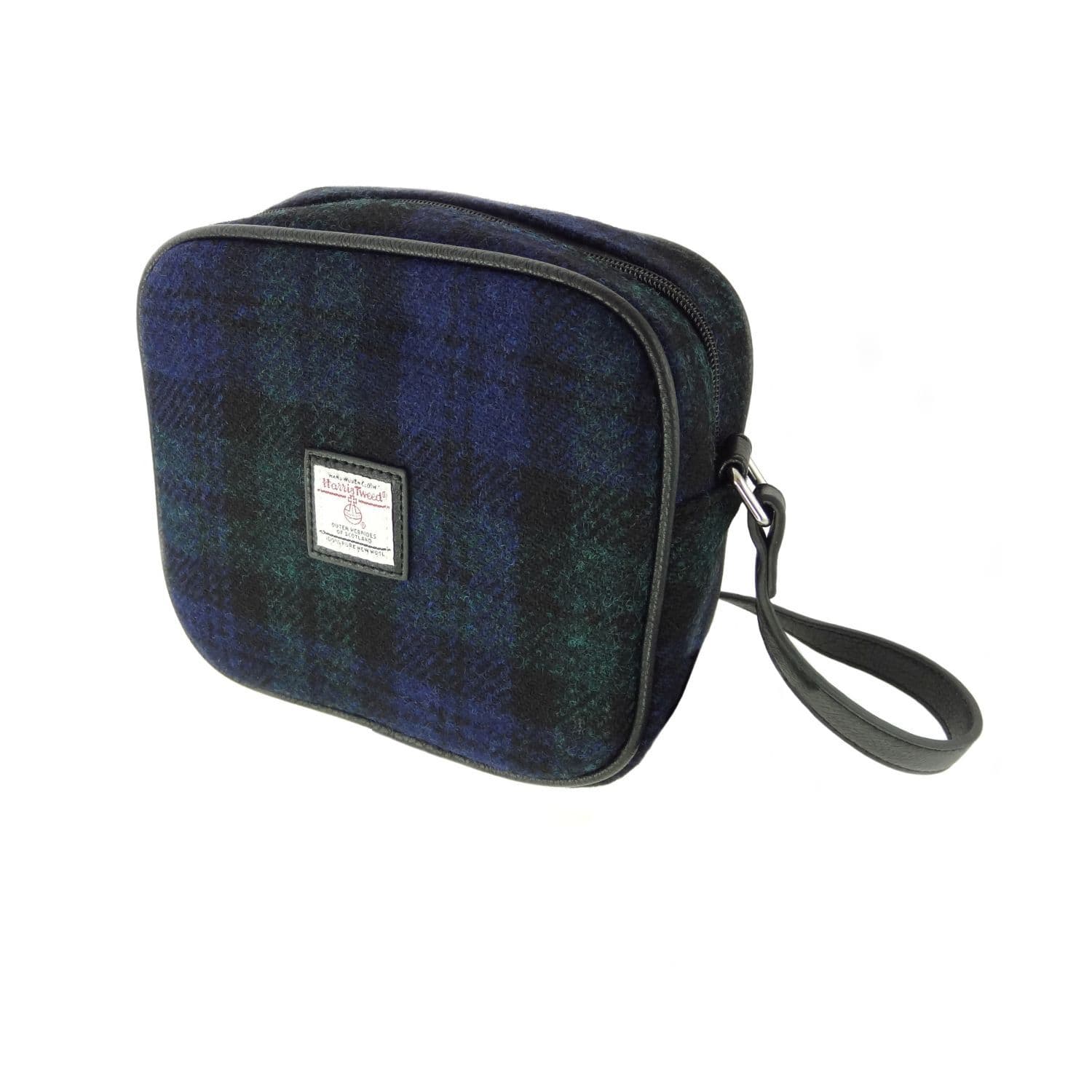 Ladies Authentic Harris Tweed Almond Square Mini Bag Black Watch Tartan
