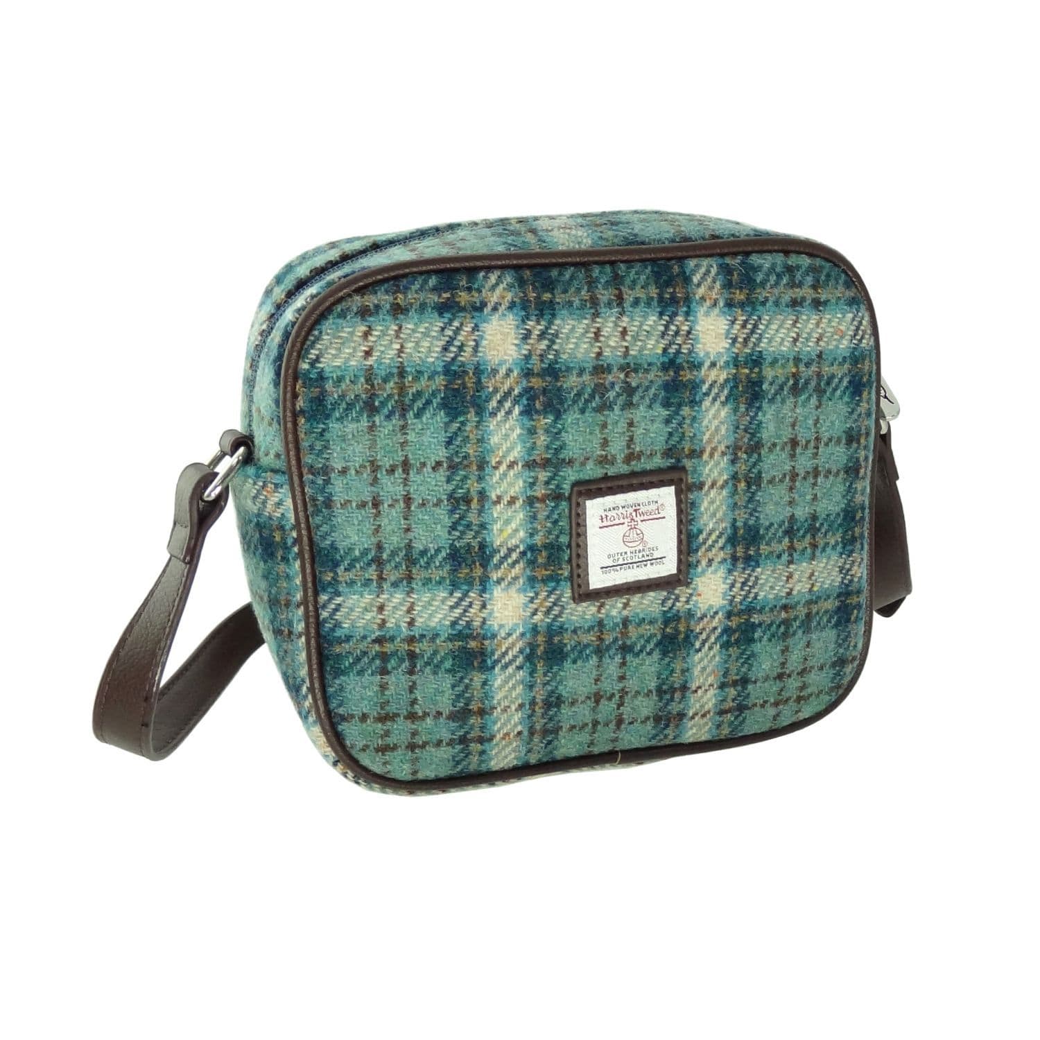 Ladies Authentic Harris Tweed Almond Square Mini Bag Light Green Check