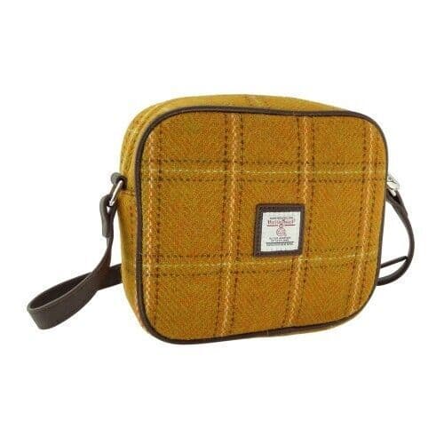 Ladies Authentic Harris Tweed Almond Square Mini Bag Mustard OverCheck