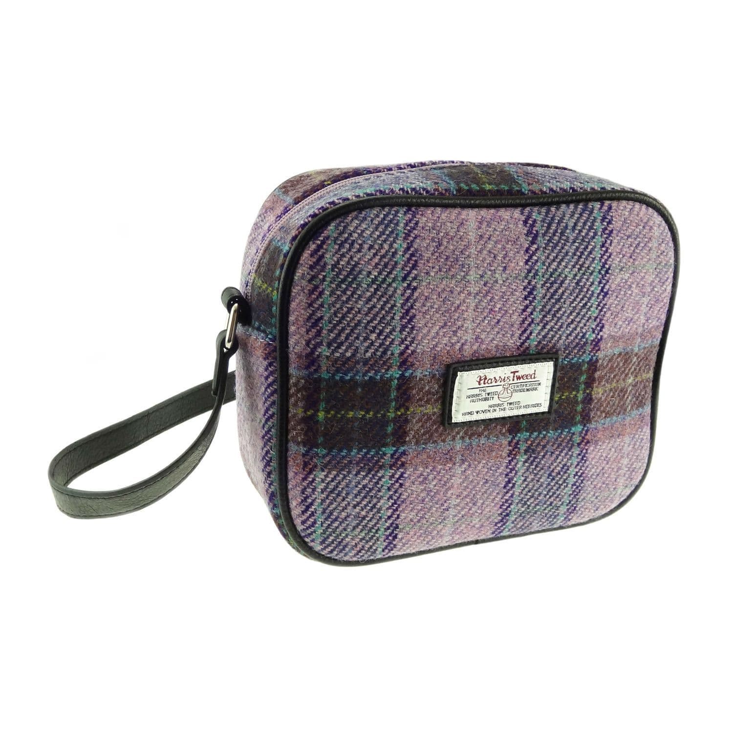 Ladies Authentic Harris Tweed Almond Square Mini Bag Pink/Lilac Check