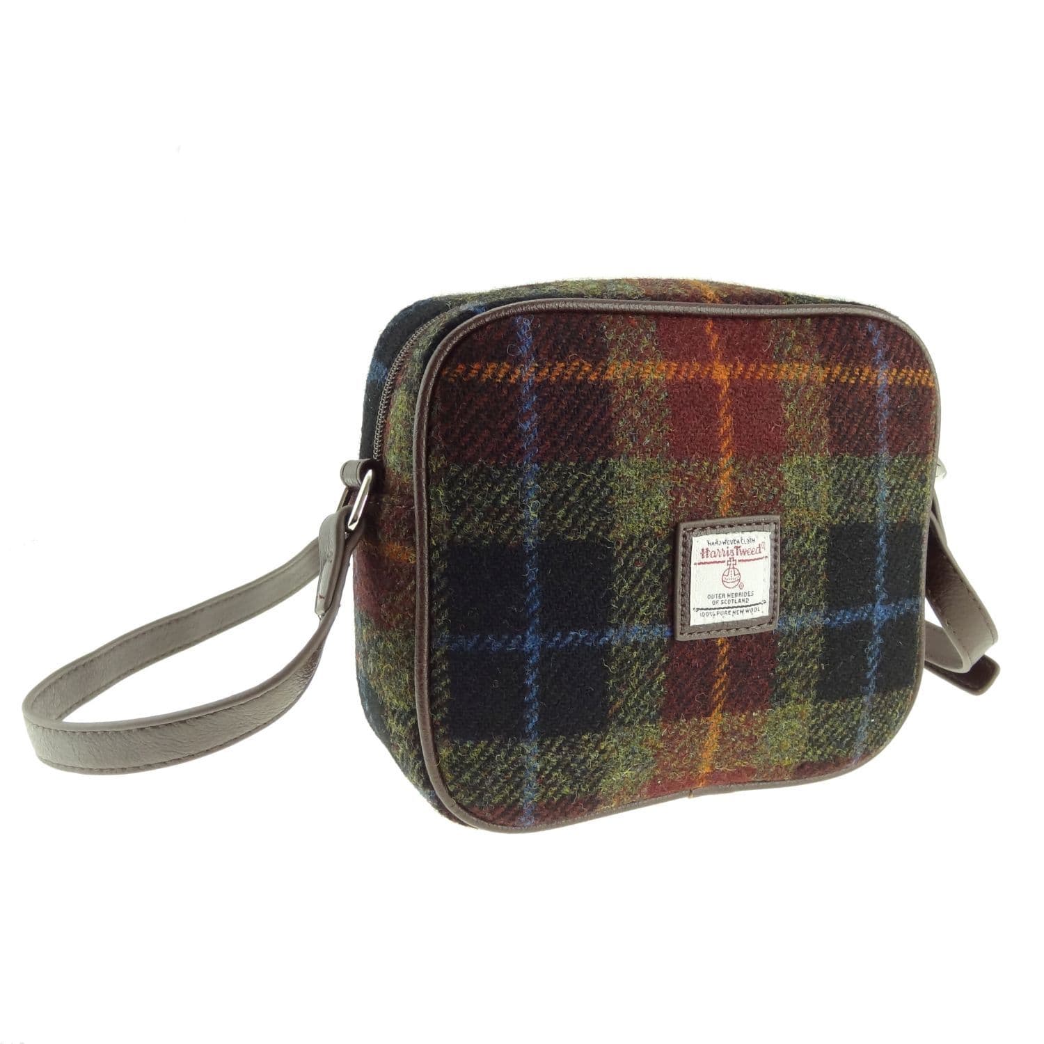 Ladies Authentic Harris Tweed Almond Square Mini Bag Rust Check