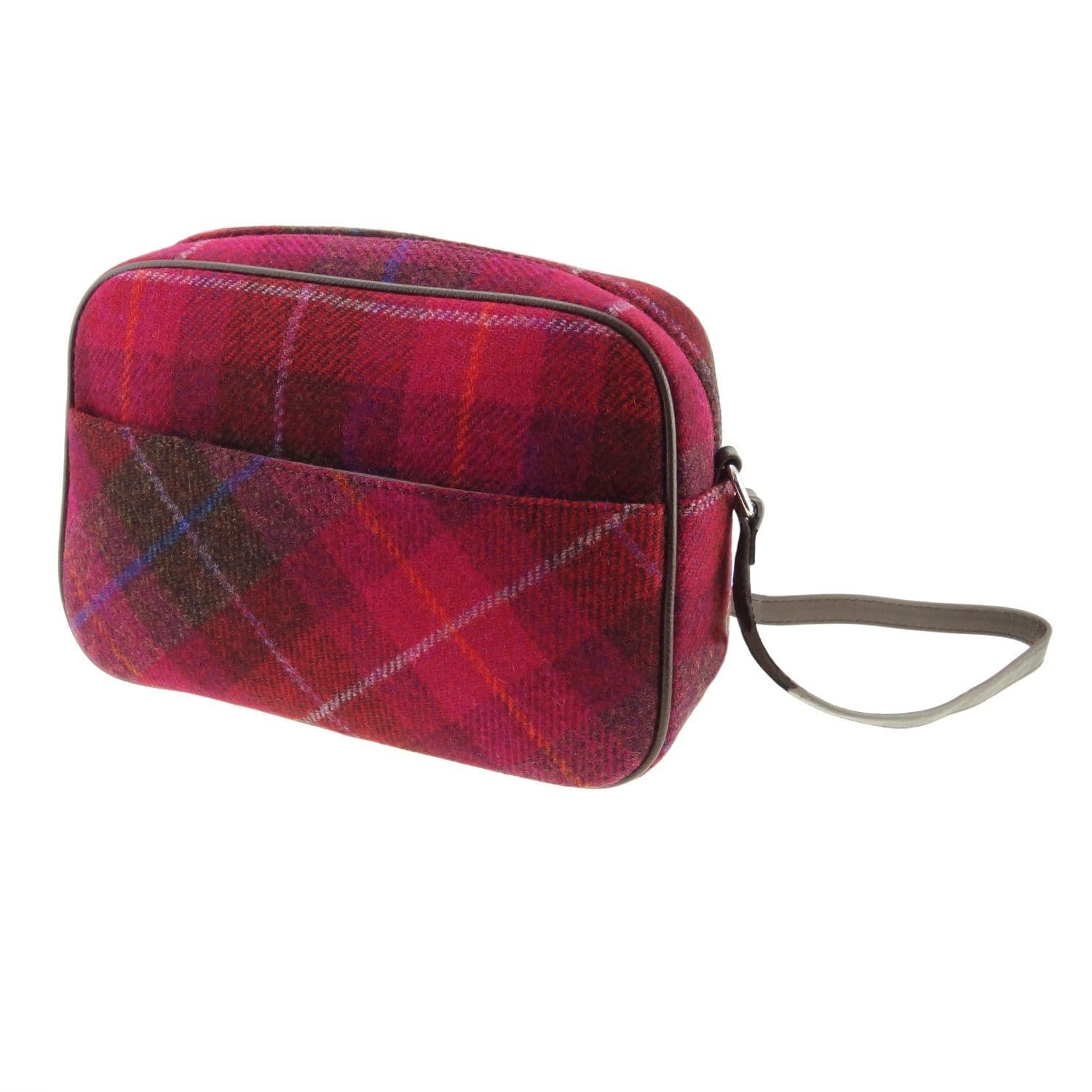 Ladies Authentic Harris Tweed Avon Shoulder Bag Deep Pink Check