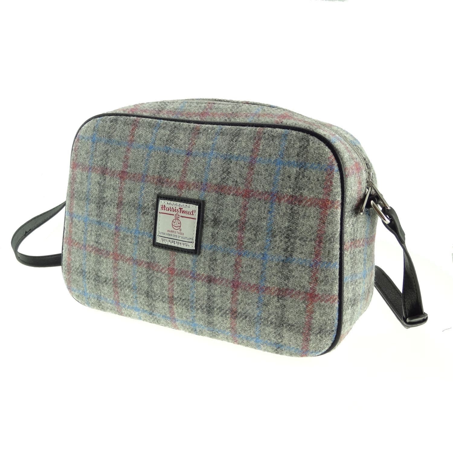 Ladies Authentic Harris Tweed Avon Shoulder Bag Light Grey Check