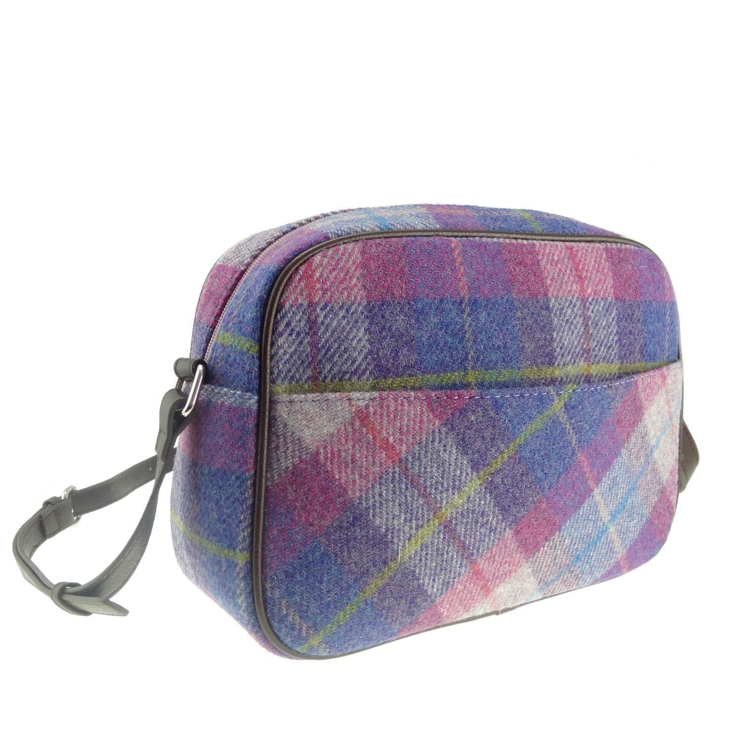 Ladies Authentic Harris Tweed Avon Shoulder Bag Purple/Pink Check