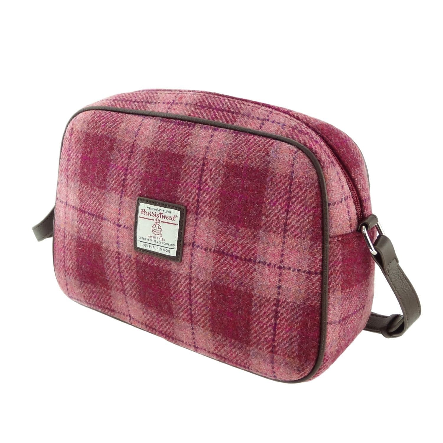 Ladies Authentic Harris Tweed Avon Shoulder Bag Salmon Pink Check