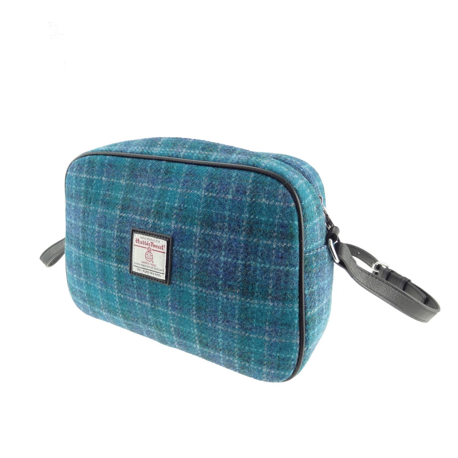 Ladies Authentic Harris Tweed Avon Shoulder Bag Sea Blue Check