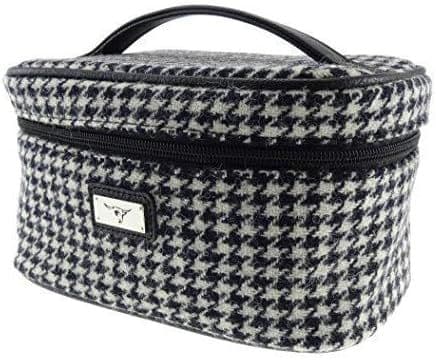 Ladies Authentic Harris Tweed Black Dogtooth Cosmetic Bag