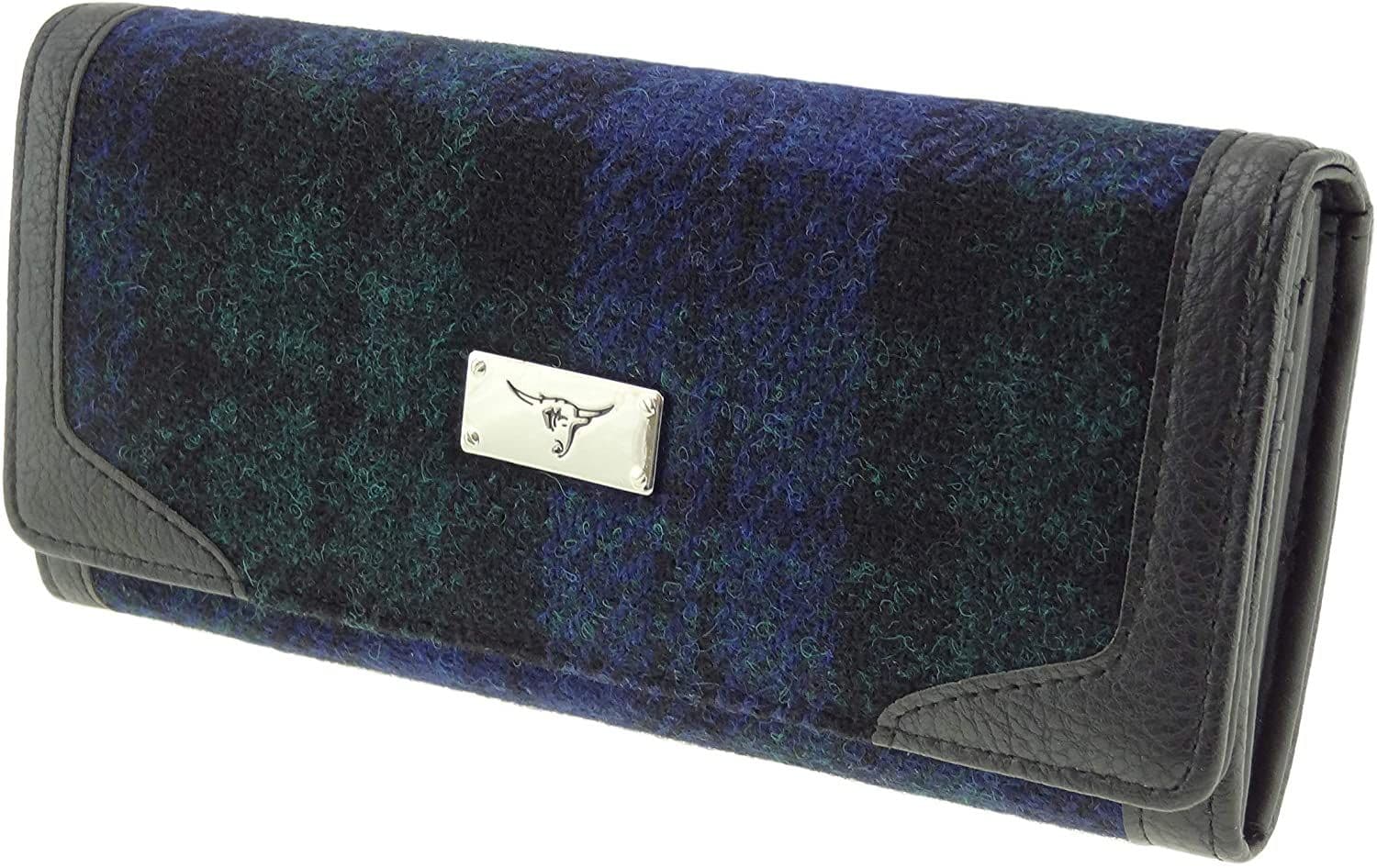 Ladies Authentic Harris Tweed Black Watch Tartan Long Purse