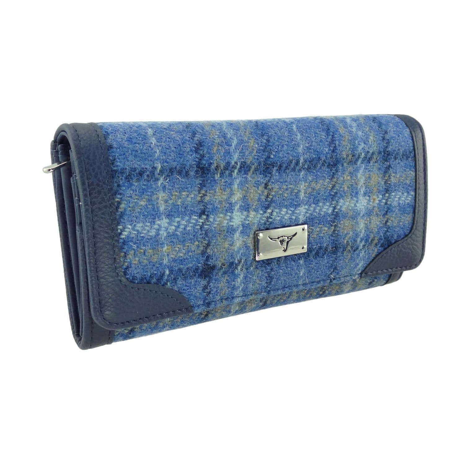 Ladies Authentic Harris Tweed  Blue Check Long Purse