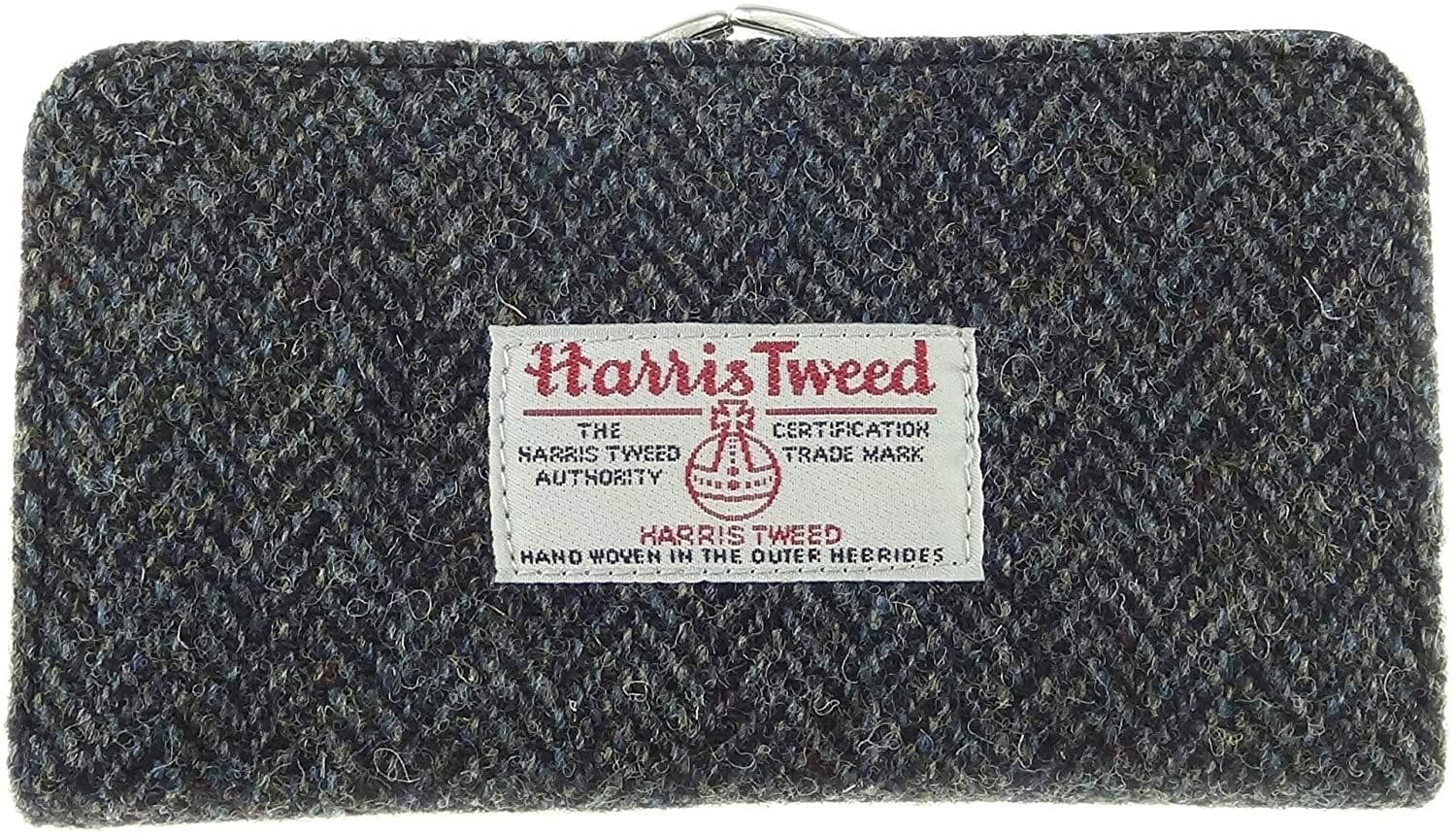 Ladies Authentic Harris Tweed Charcoal Herringbone Long Clasp Purse