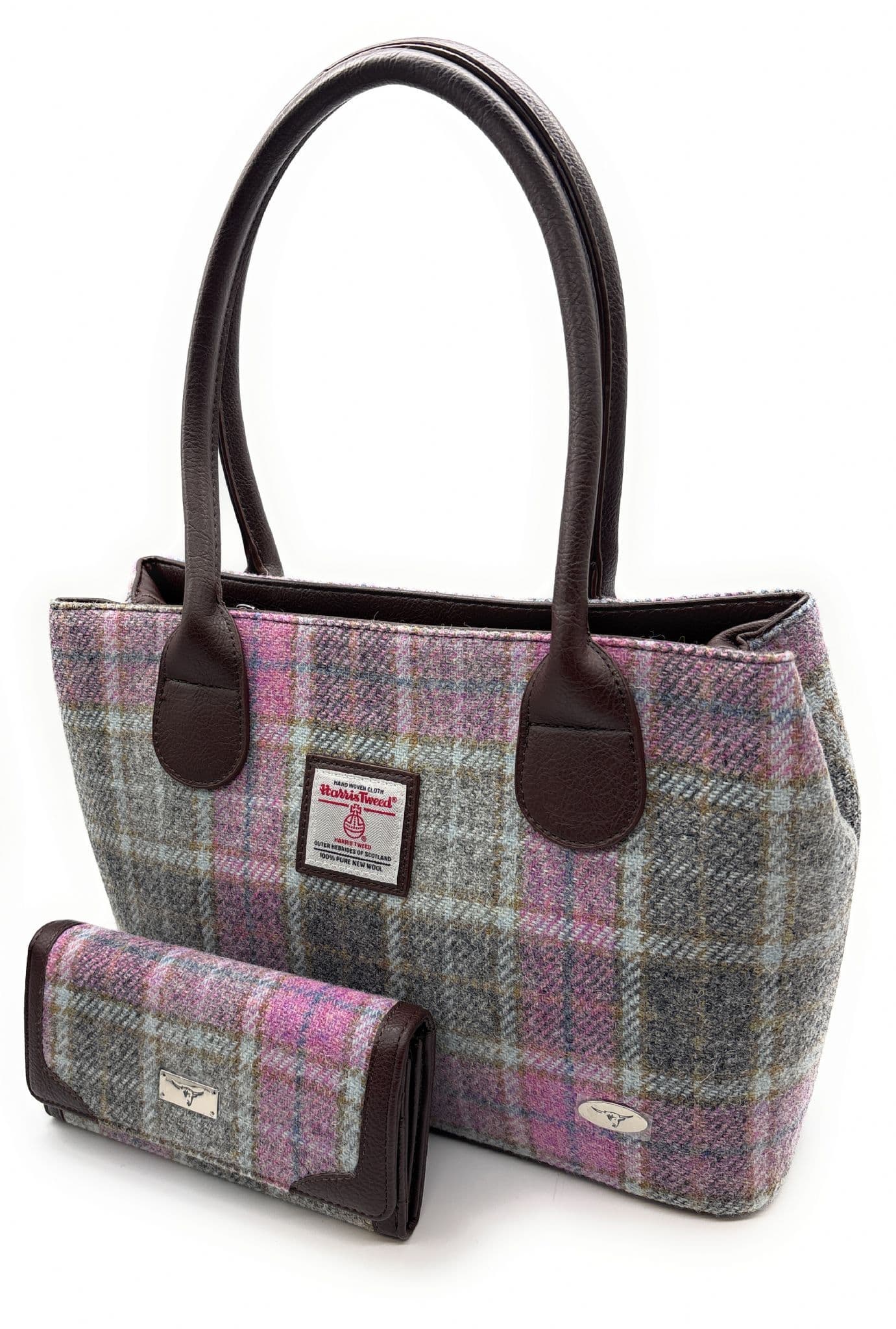 Ladies Authentic Harris Tweed Classic Handbag & Matching Purse Set Soft Buchanan Tartan