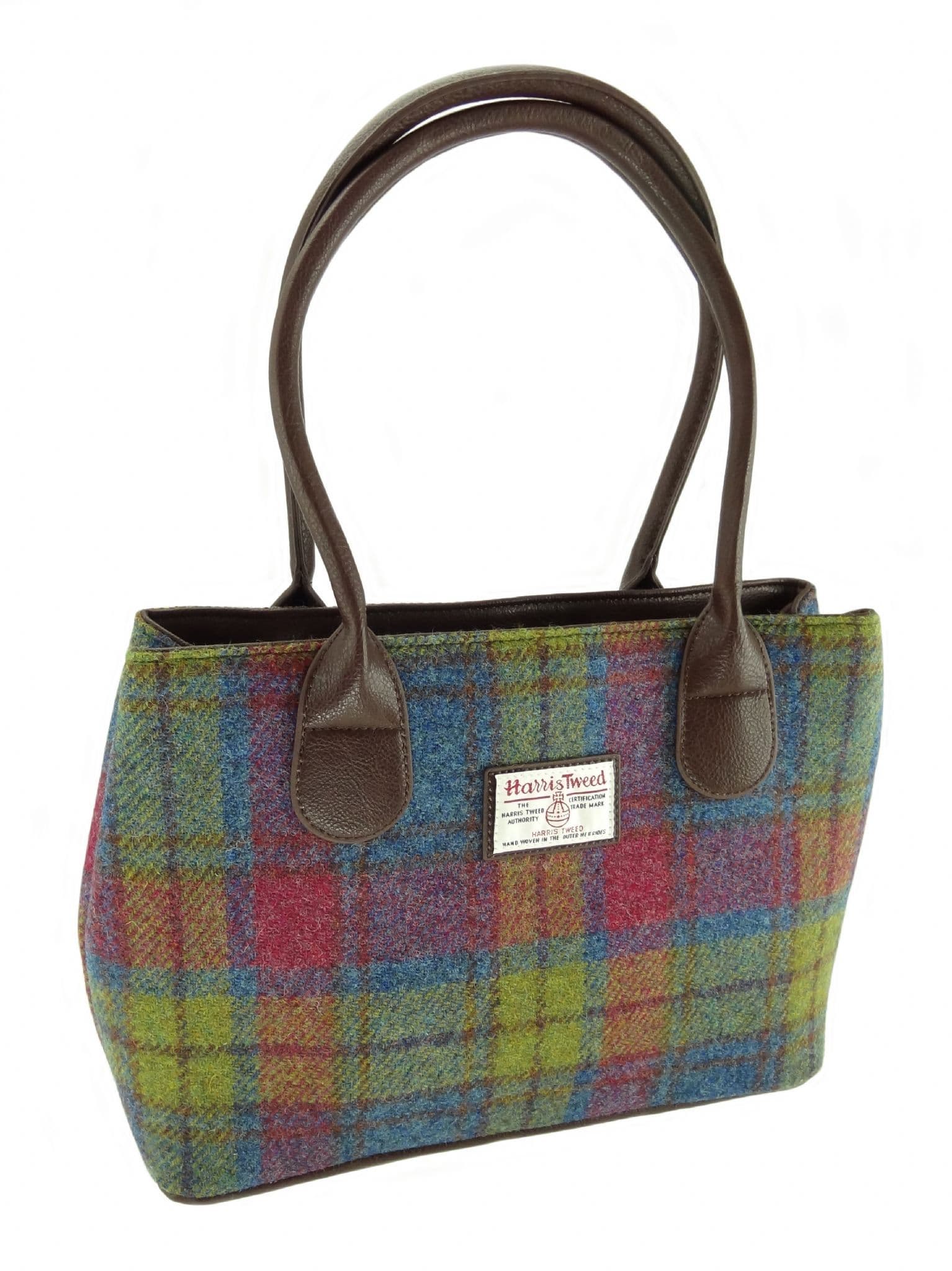 Ladies Authentic Harris Tweed Classic Handbag Multi Colour Tartan