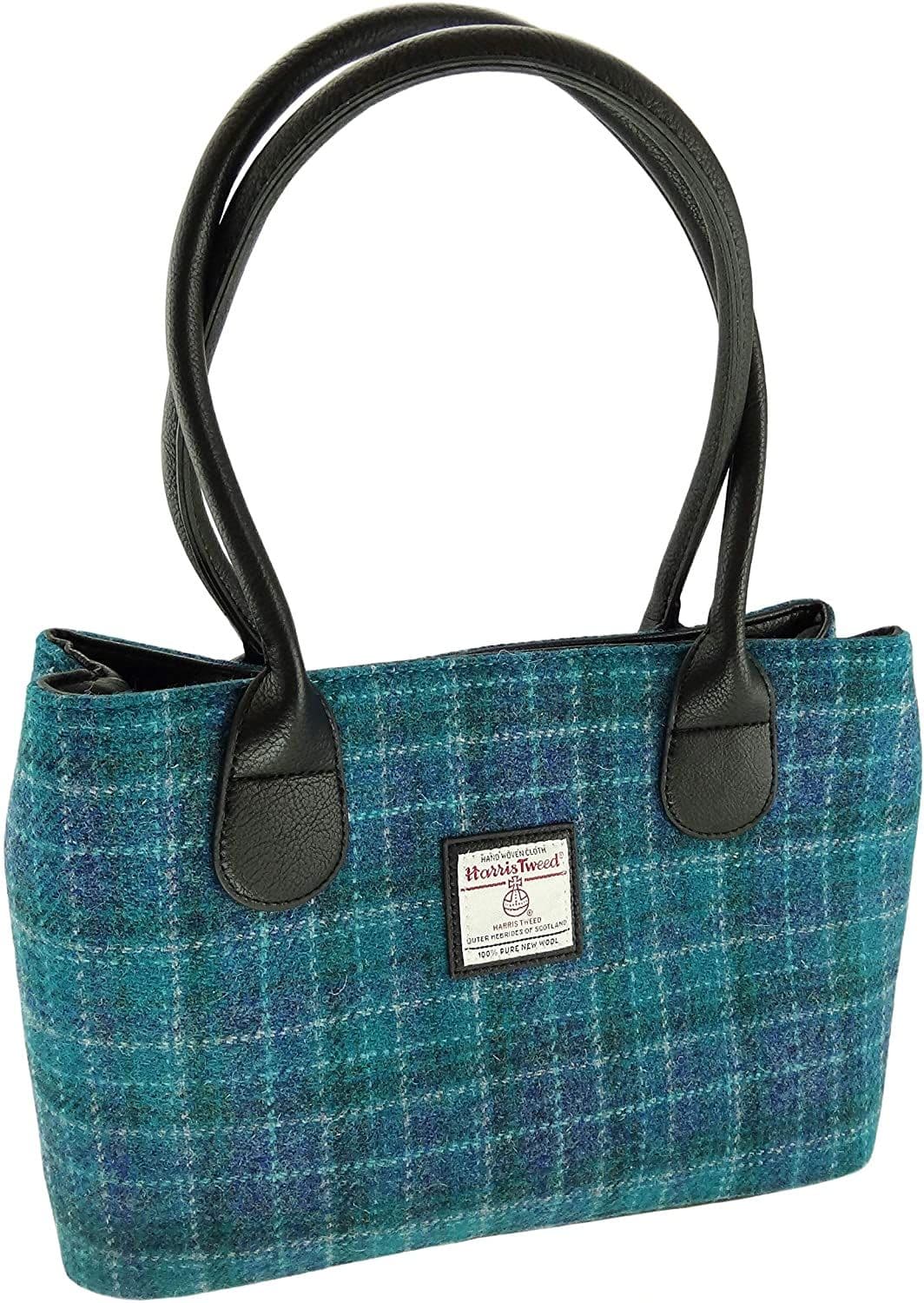 Ladies Authentic Harris Tweed Classic Handbag Sea Blue Check