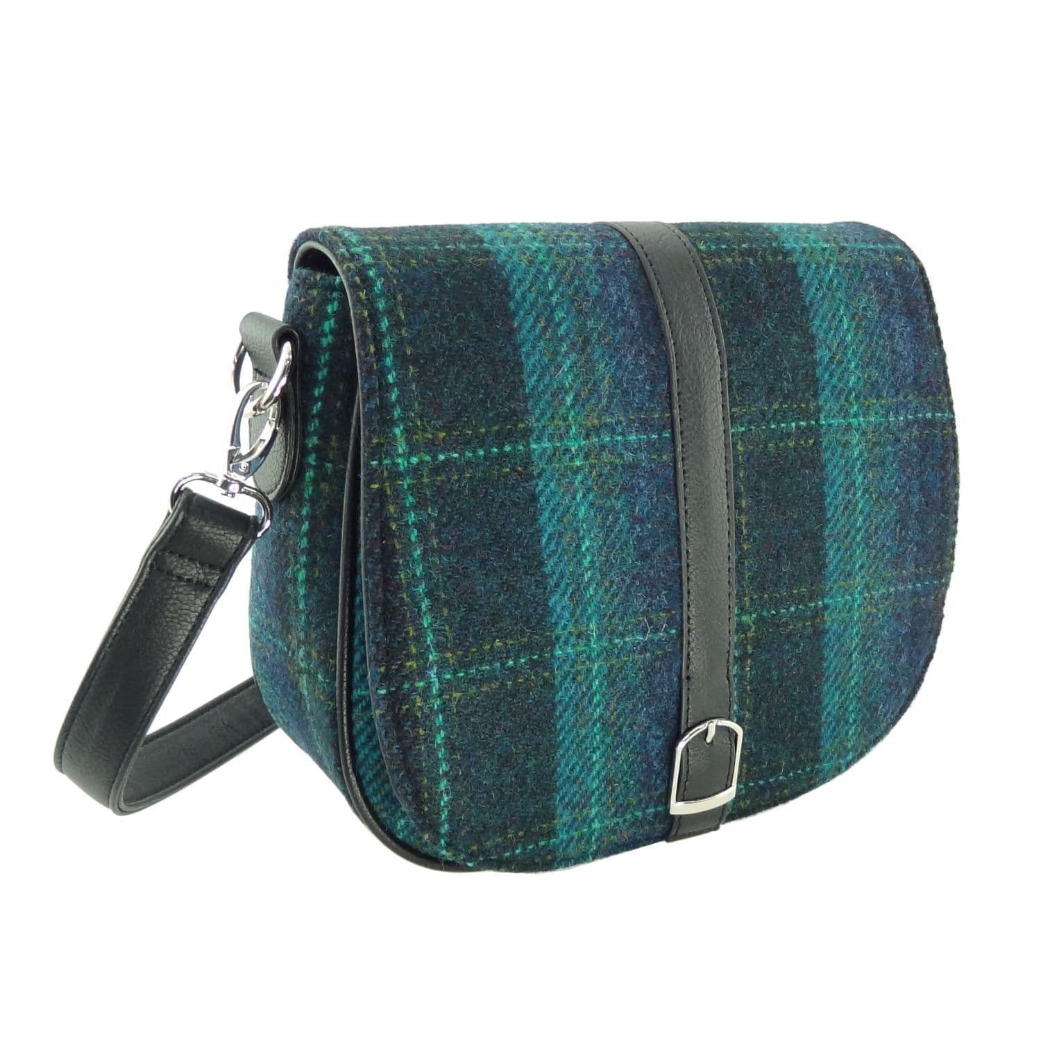 Ladies Authentic Harris Tweed Dark Green Check Shoulder Bag