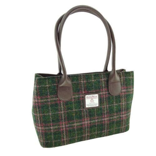 Ladies Authentic Harris Tweed Dark Green Plum Classic Handbag