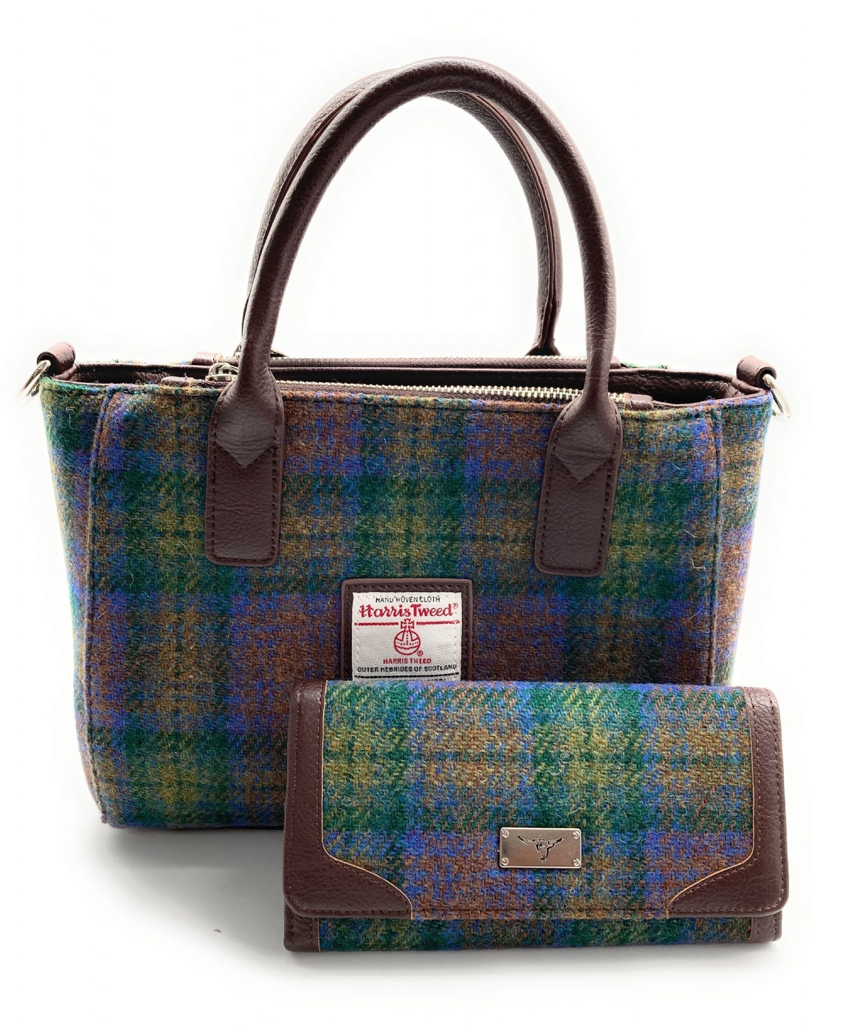 Ladies Authentic Harris Tweed Isle of Skye Tartan Small Tote Bag & Matching Purse Set