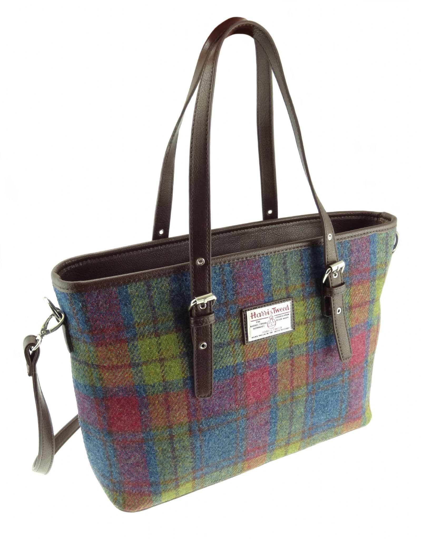 Ladies Authentic Harris Tweed Large Tote Bag Buchanan Tartan