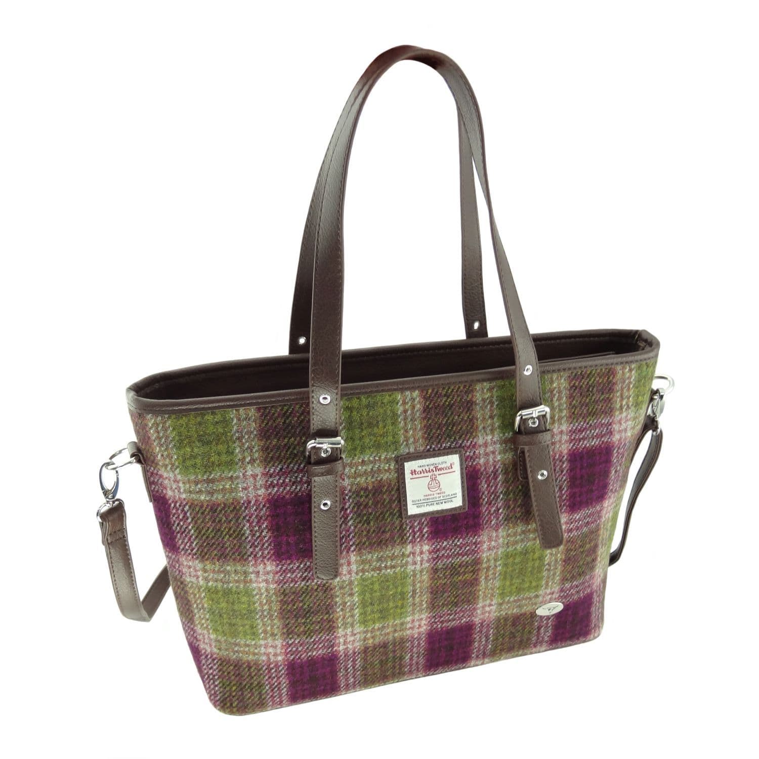 Ladies Authentic Harris Tweed Large Tote Bag Heather Check