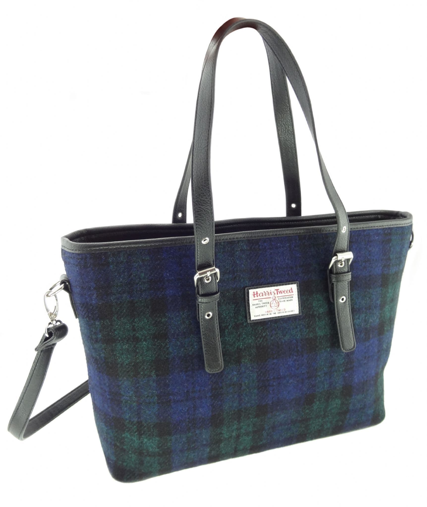 Ladies Authentic Harris Tweed Large Tote Bag Traditional Black Watch Tartan