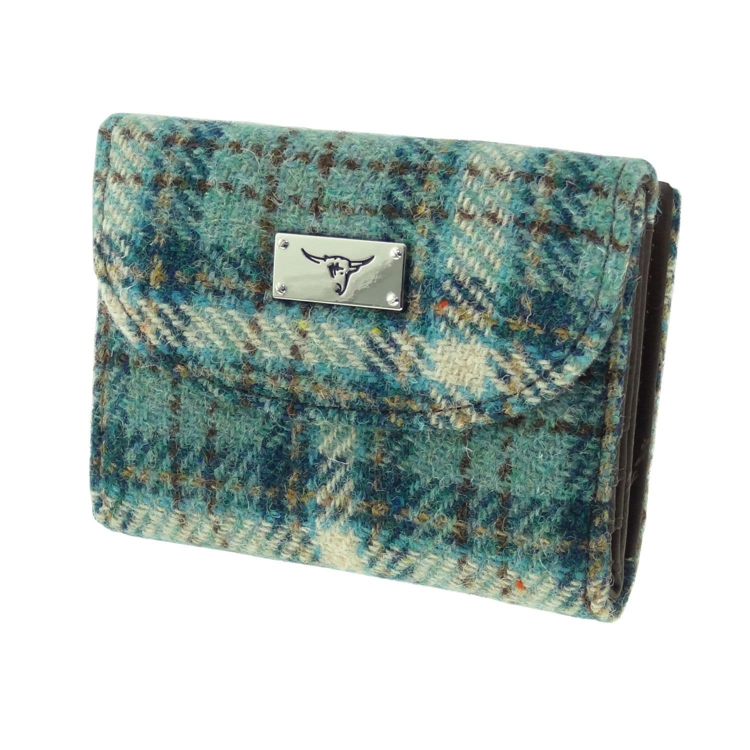 Ladies Authentic Harris Tweed Light Green Check Short Purse