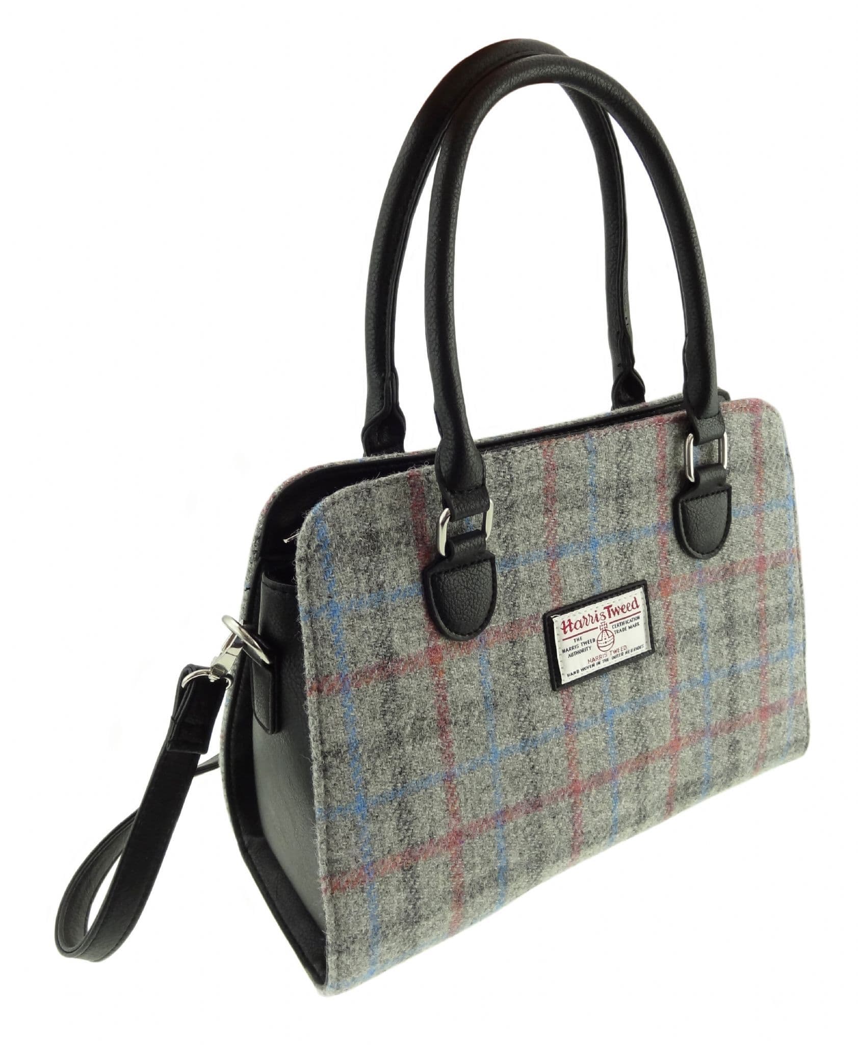 Ladies Authentic Harris Tweed Midi Tote Findhorn Bag Light Grey Check