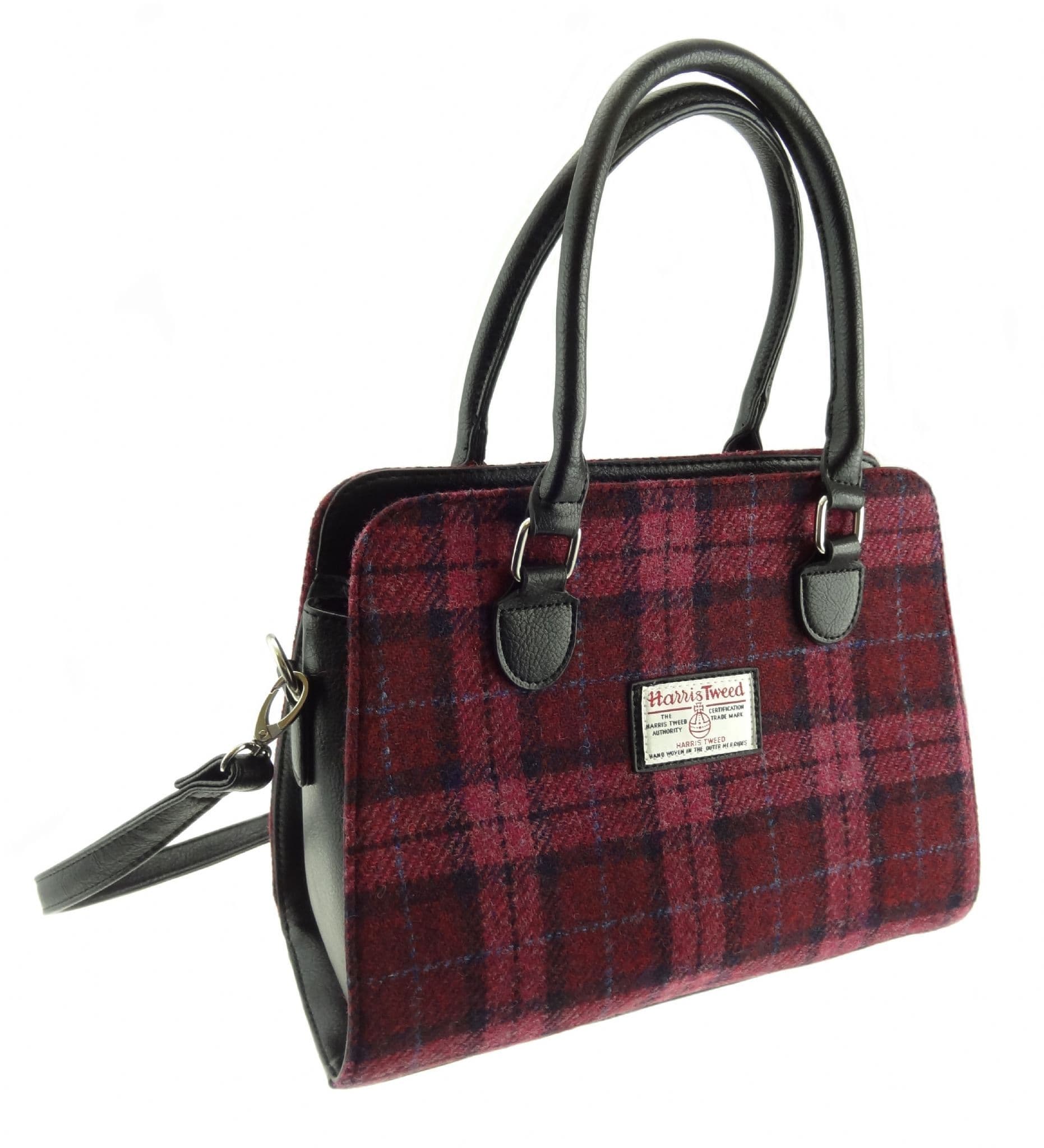 Ladies Authentic Harris Tweed Midi Tote Findhorn Bag Raspberry Check
