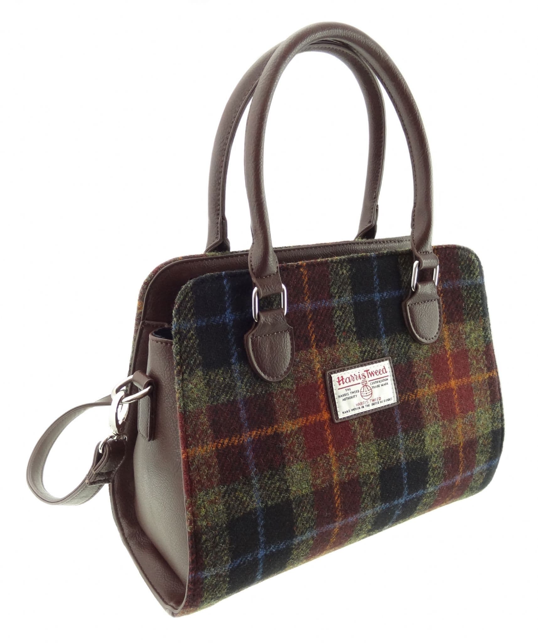Ladies Authentic Harris Tweed Midi Tote Findhorn Bag Rust Check