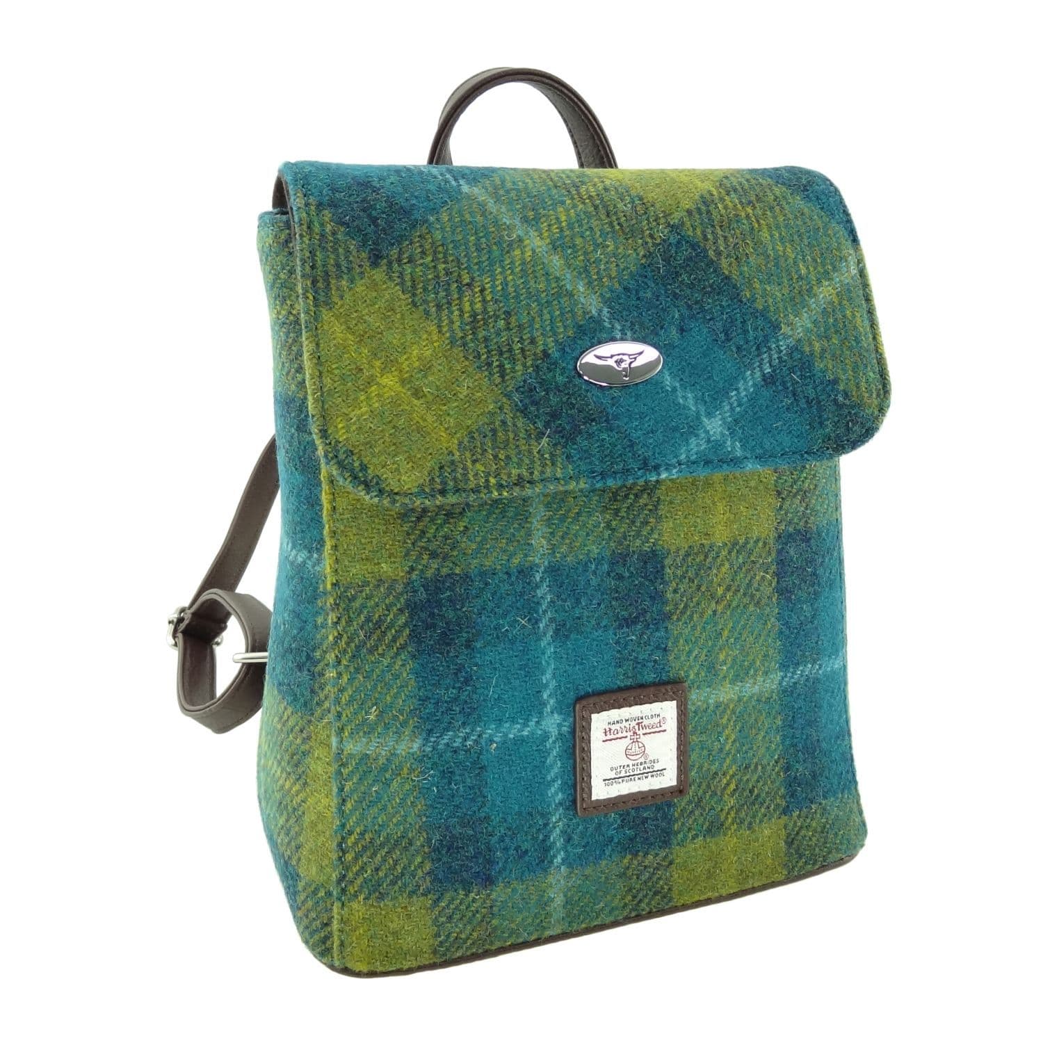 Ladies Authentic Harris Tweed Mini Backpack Blue Check