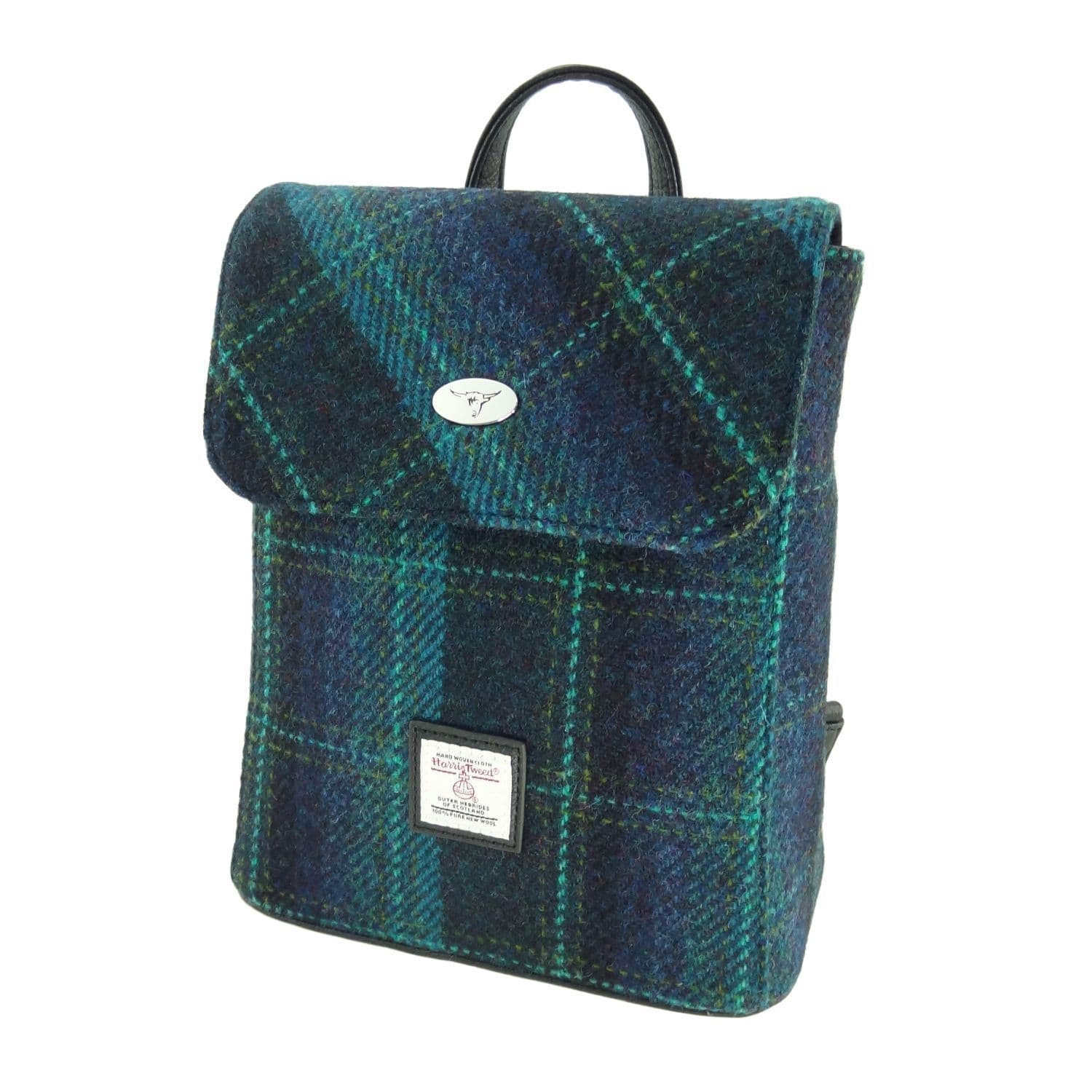 Ladies Authentic Harris Tweed Mini Backpack  Dark Green Check