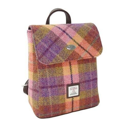 Ladies Authentic Harris Tweed Mini Backpack Light Peach Overcheck