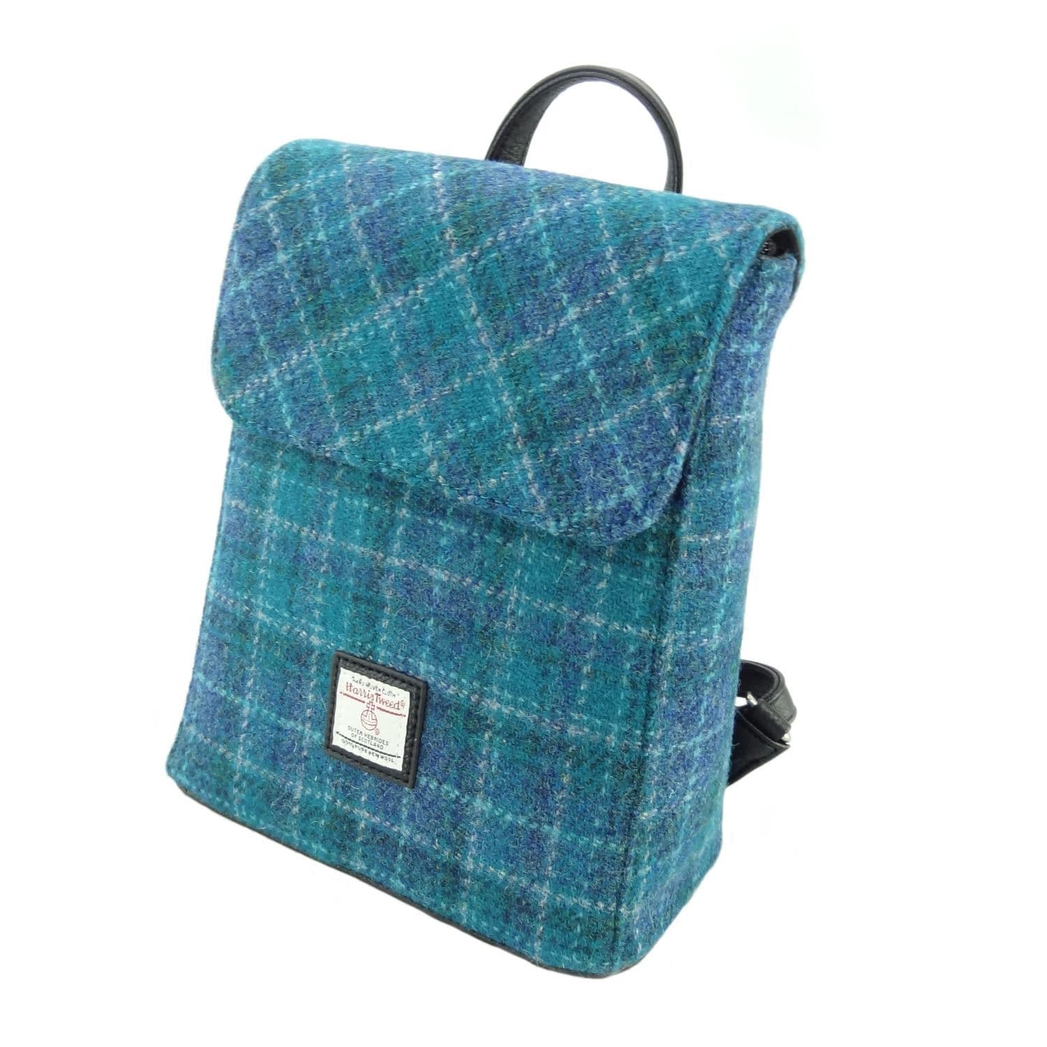 Ladies Authentic Harris Tweed Mini Backpack Sea Blue Check