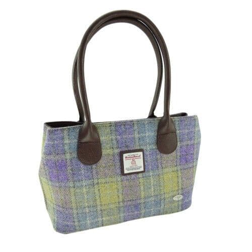 Ladies Authentic Harris Tweed Muted Lilac Check Classic Handbag