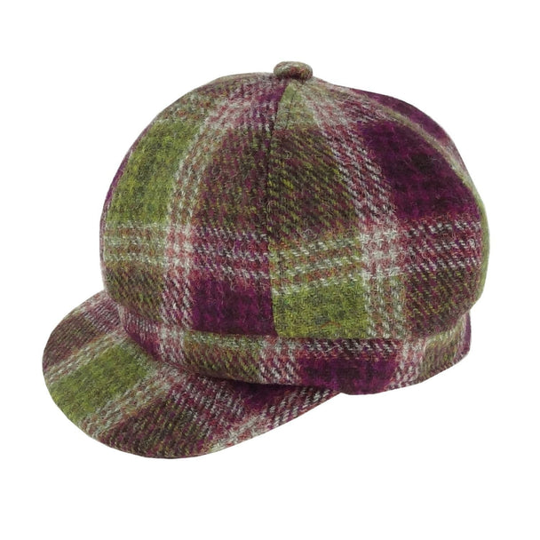Ladies Authentic Harris Tweed One Size Baker Boy Cap Heather Check