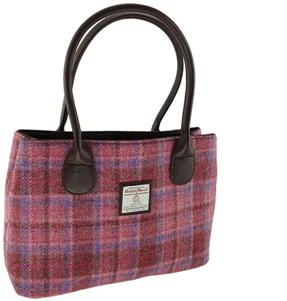 Ladies Authentic Harris Tweed Pink Check Classic Handbag