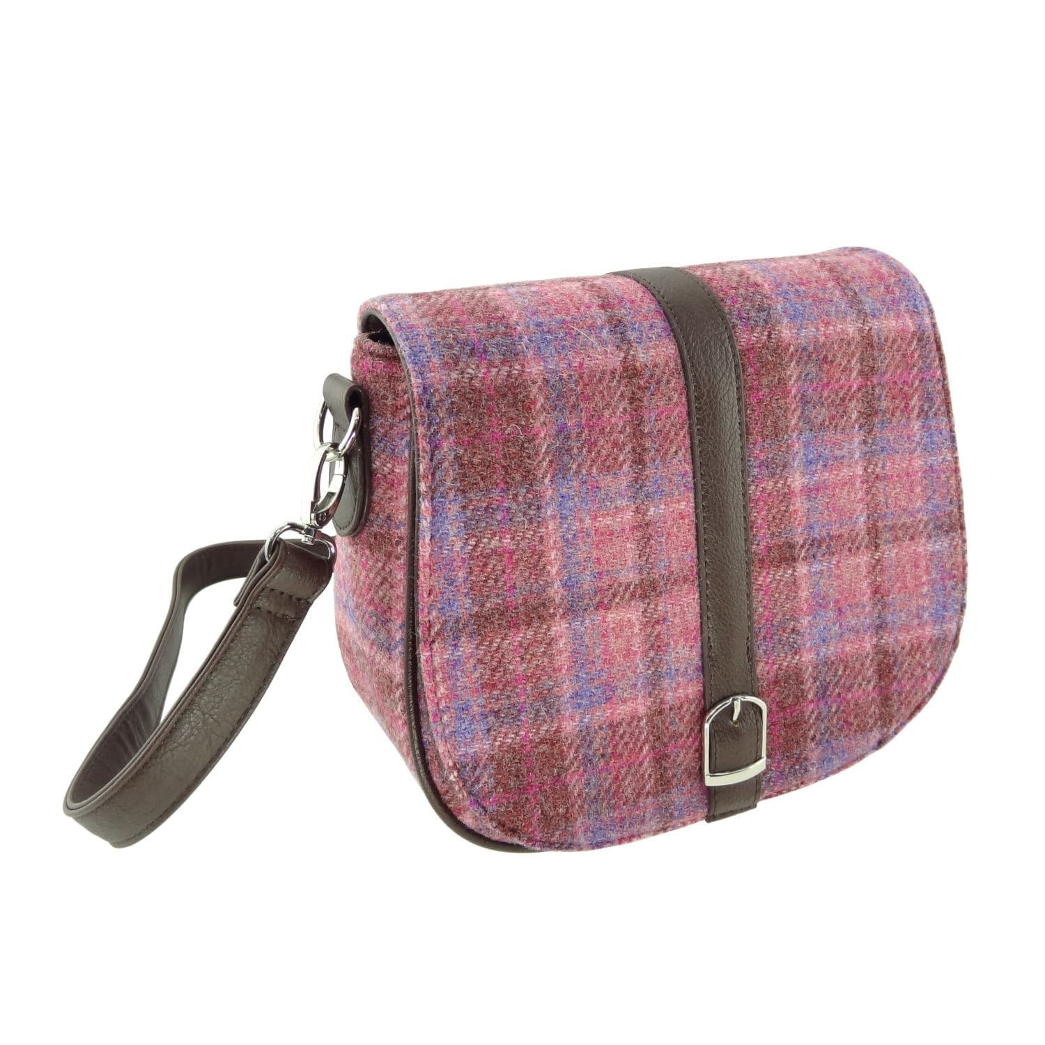 Ladies Authentic Harris Tweed Pink Check Coloured Shoulder Bag