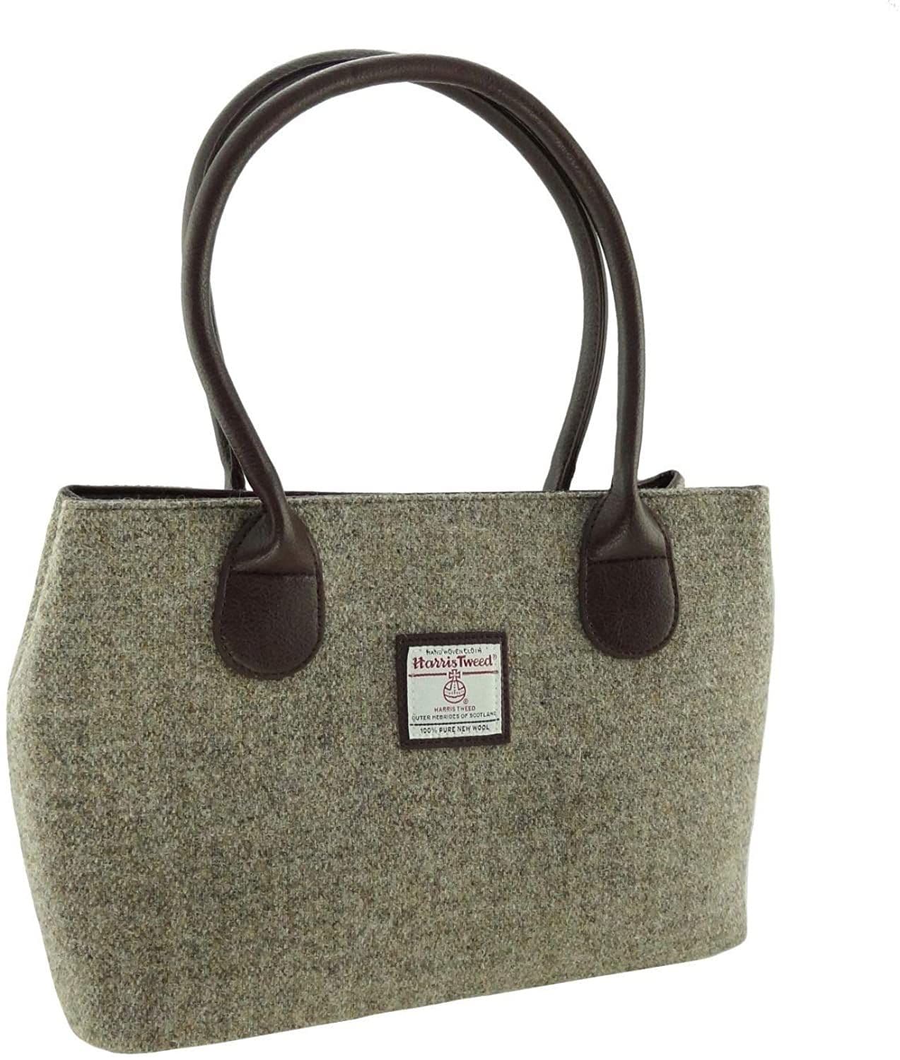 Ladies Authentic Harris Tweed Plain Oatmeal Classic Handbag