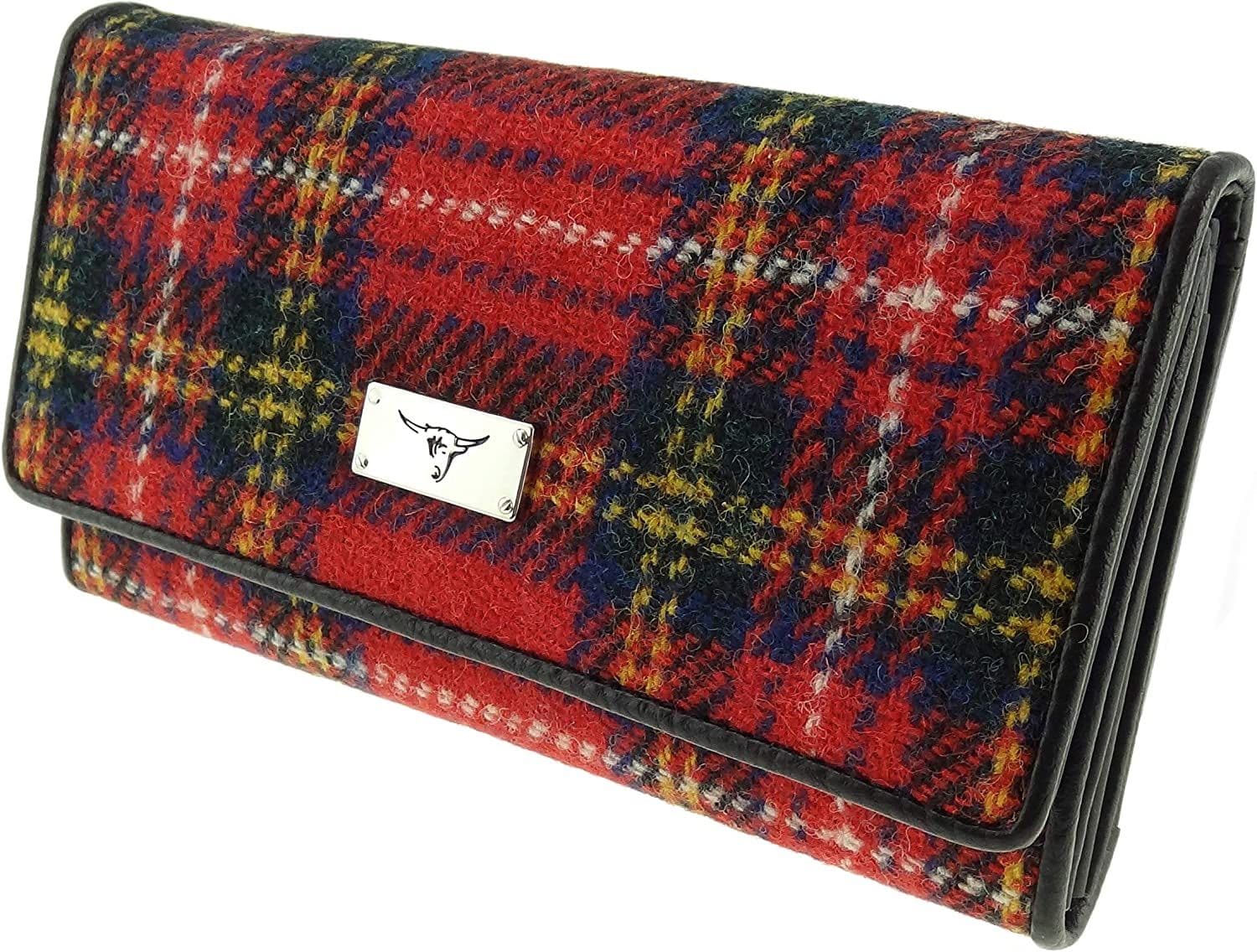 Ladies Authentic Harris Tweed Purse in Royal Stewart  Tartan with ID window