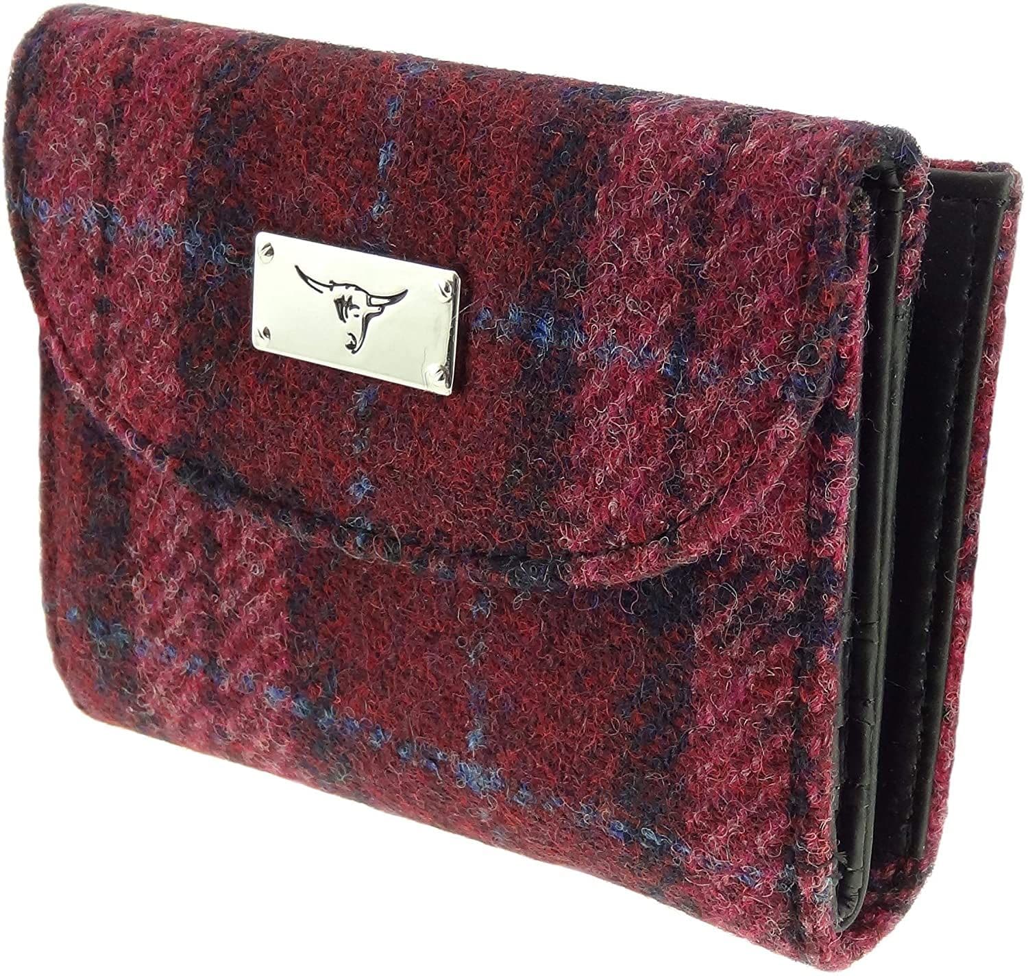 Ladies Authentic Harris Tweed Raspberry Check Short Purse