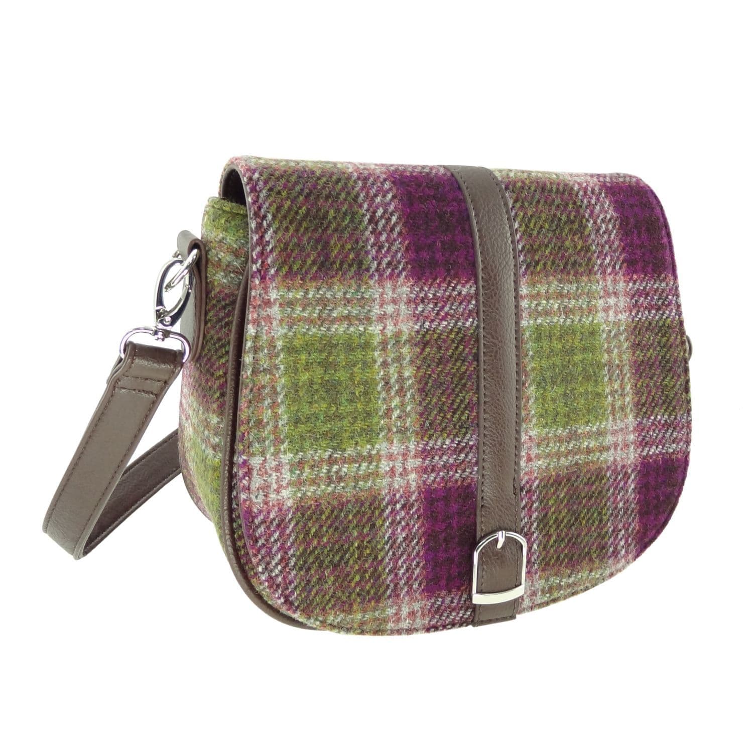 Ladies Authentic Harris Tweed Shoulder Bag Heather Check
