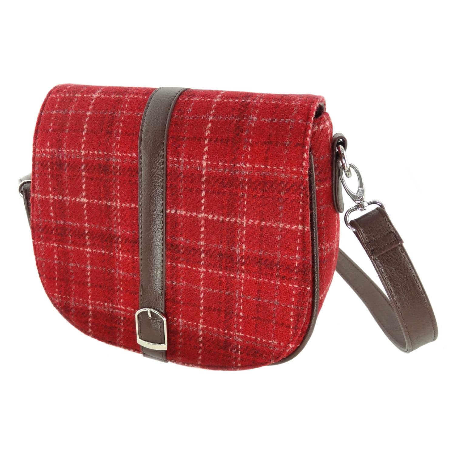 Ladies Authentic Harris Tweed Shoulder Bag Red Check