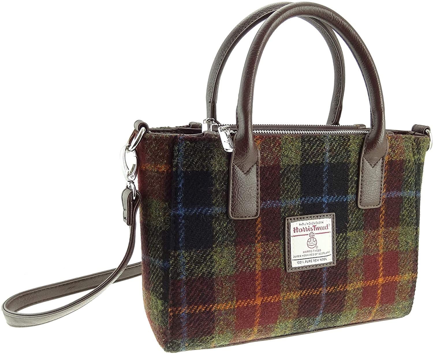 Ladies Authentic Harris Tweed Small Tote Bag Rust Check