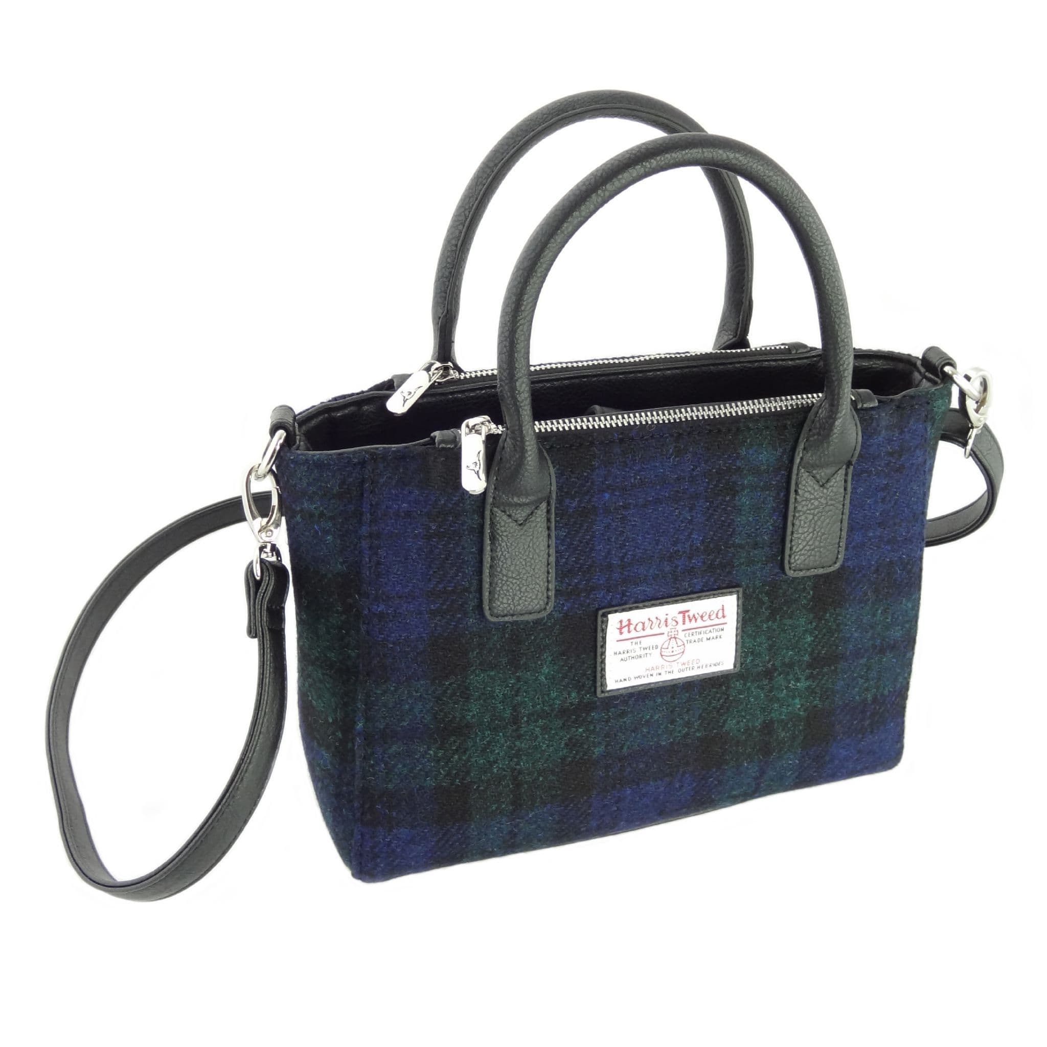 Ladies Authentic Harris Tweed Small Tote Bag Traditional Black Watch Tartan