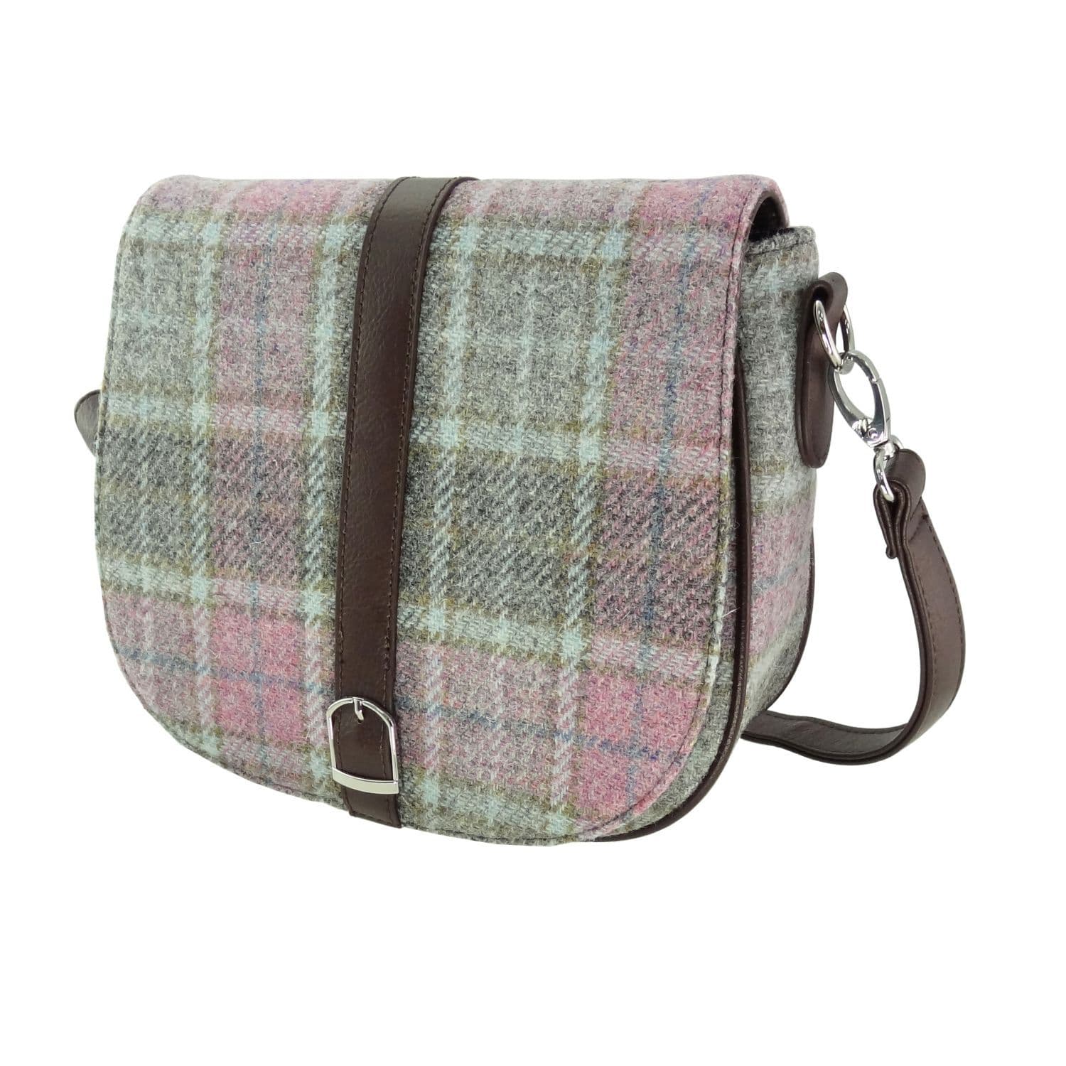 Ladies Authentic Harris Tweed Soft Pink Buchanan Check Shoulder Bag