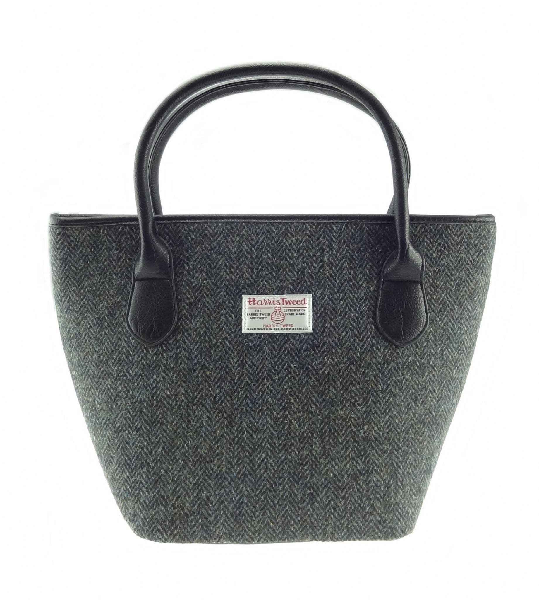 Ladies Authentic Harris Tweed Tote Bag Charcoal Herringbone