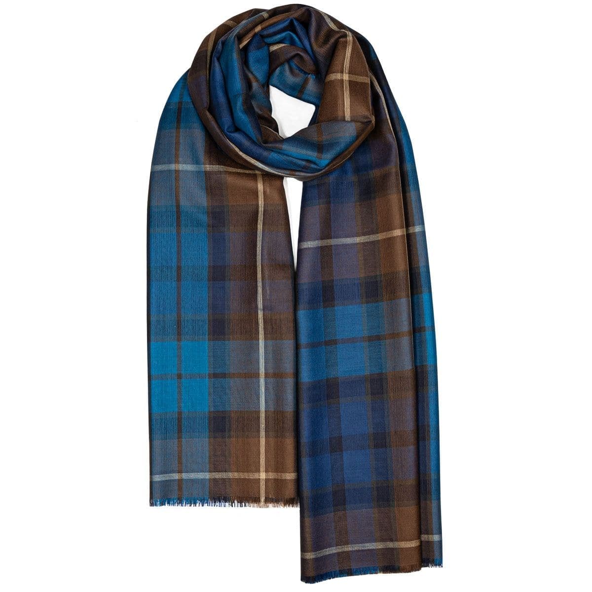 Ladies Buchanan Blue Tartan Extra Fine Merino Wool Stole