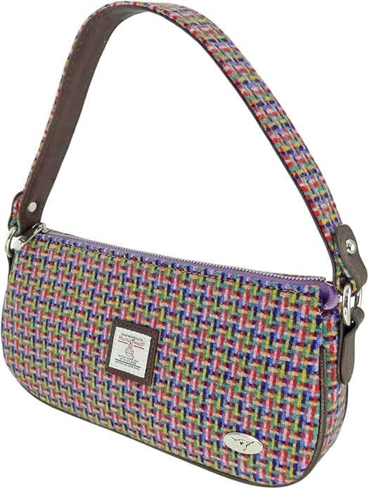 Ladies Harris Tweed Jazzy Weave Shoulder Bag With Tweed Strap