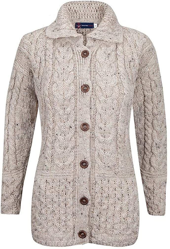Ladies Pure British Wool Skiddaw Aran Cardigan